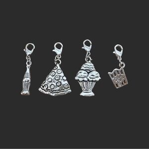 Pizza Party Charm Set in Silver Tones